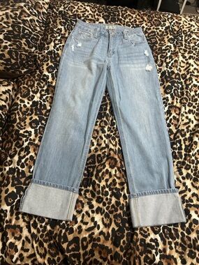 Rewash Light Blue Straight-Leg Jeans with Rolled Cuffs